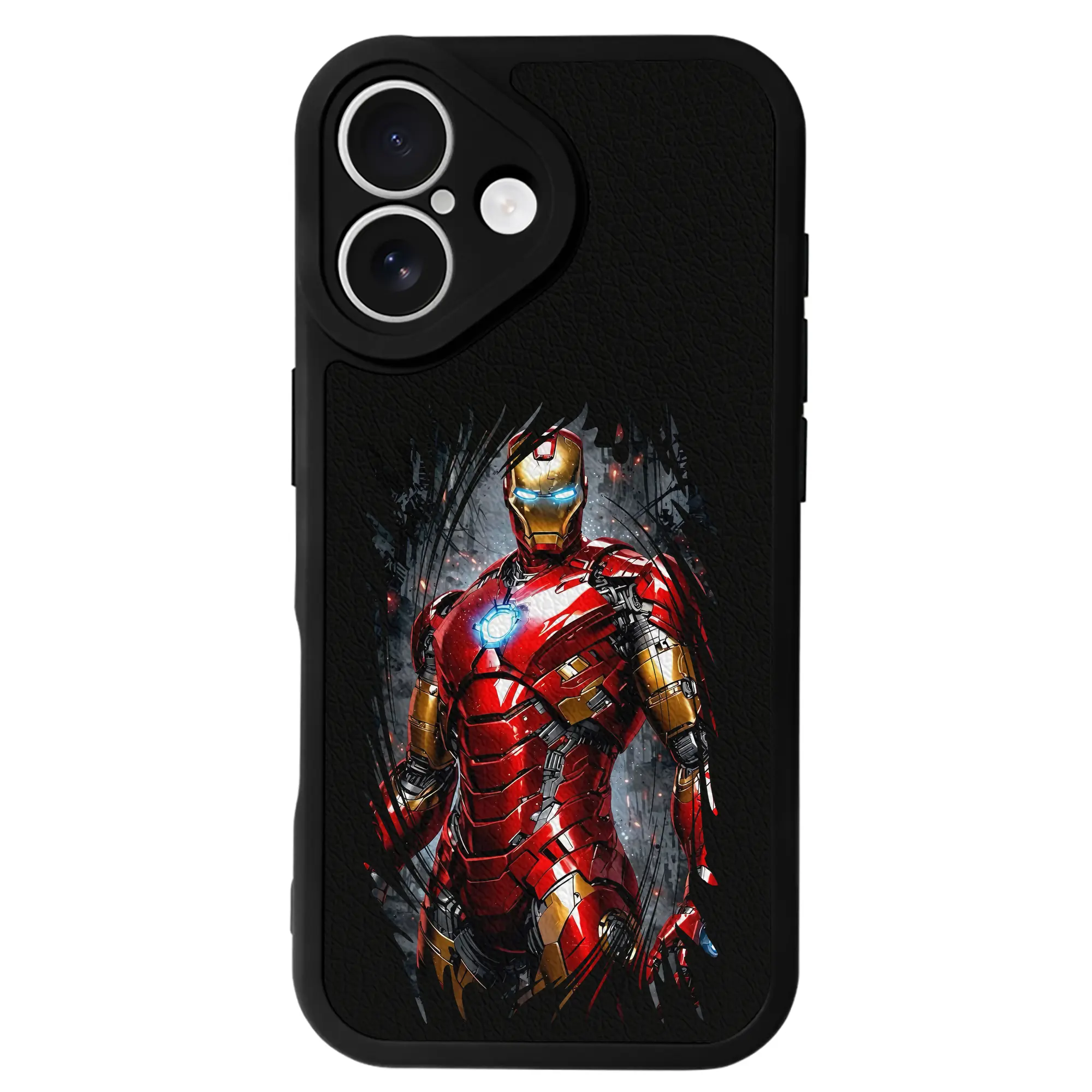 アベンジャーズ (Avenjāzu) グッズ アイアンマン（Iron Man） - IPhone 16シリーズ対応 ・ シリコンスマホケース ・ レザー調 ・ 高精度フィット ・ 耐衝撃 ・ ワイヤレス充電対応 ・ 精密カット
